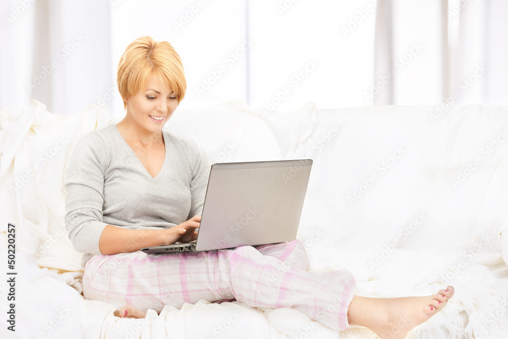 happy woman with laptop computer happy woman with laptop computer
