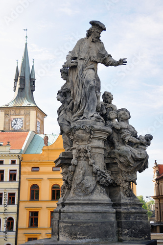 Prague Charles bridge Saint Ivo statue by M.B. Braun, 1711 © mariangarai