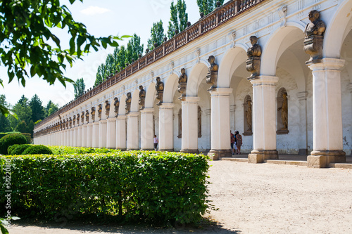 Colonnade with statues in Kromeriz, Czech Republic. UNESCO