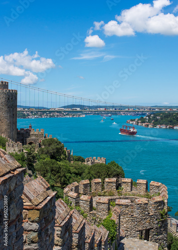 Bosphorus in Istanbul from Rumeli Hisan ruins