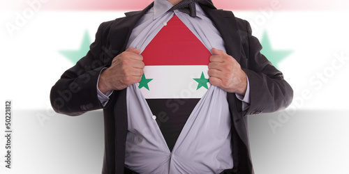 Business man with Syrian flag t-shirt
