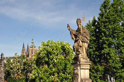 Saint Augustine statue holding, Charles Bridge Prague