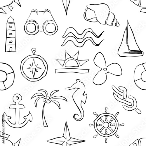 seamless sketch marine pattern photo