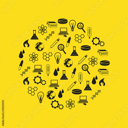 science icons in circle