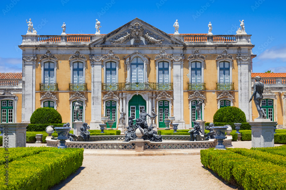 The ceremonial facade of Queluz National Palace, Portugal