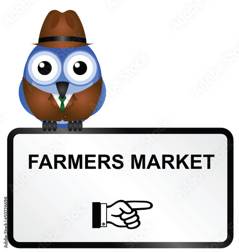 Comical farmers market sign