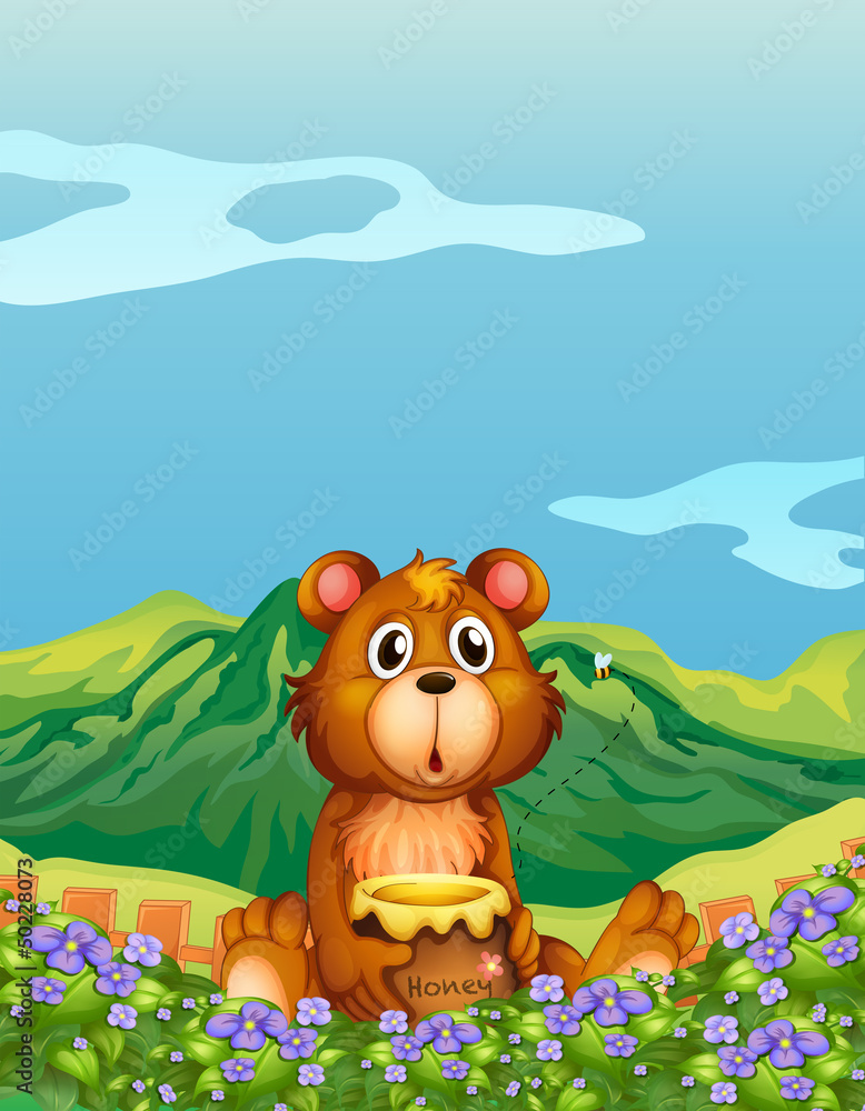 A bear at the flower plantation A bear at the flower plantation