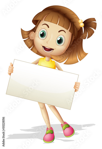 A girl with a card board