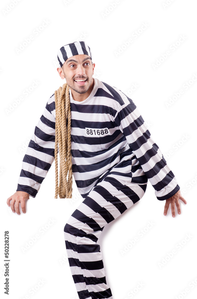Convict criminal in striped uniform Convict criminal in striped uniform