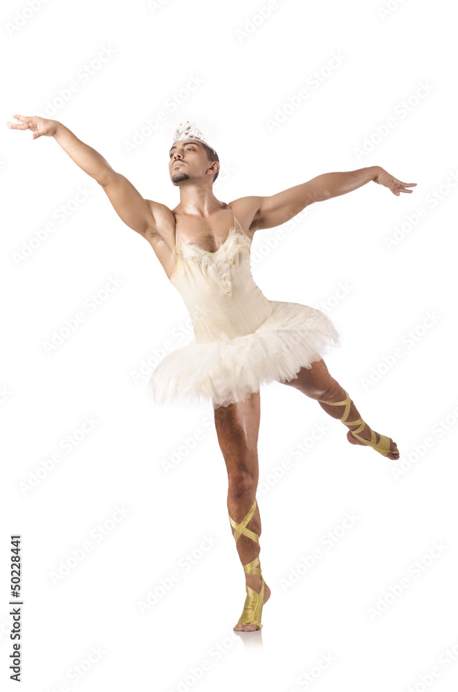 Man in ballet tutu isolated on white Man in ballet tutu isolated on white