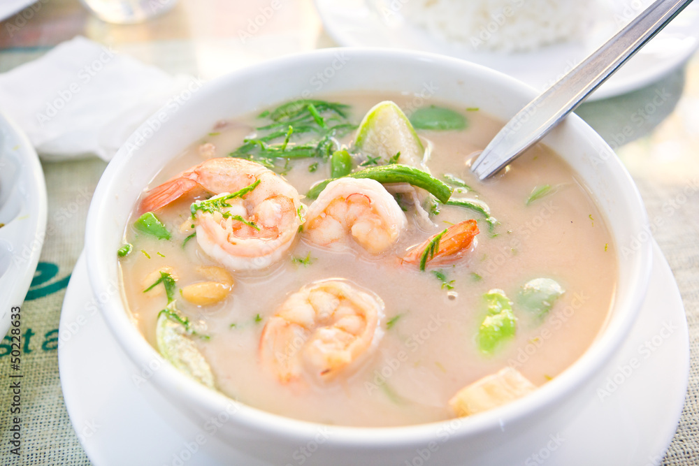 Coconut milk soup with Shrimp and Vetgetables Coconut milk soup with Shrimp and Vetgetables