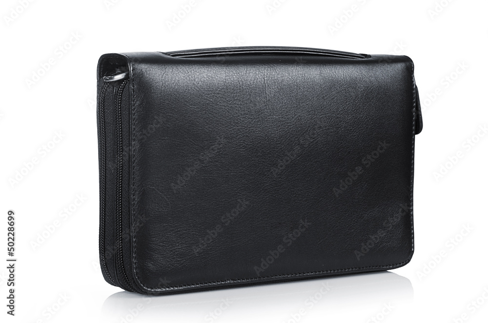 Leather wallet isolated on the white
