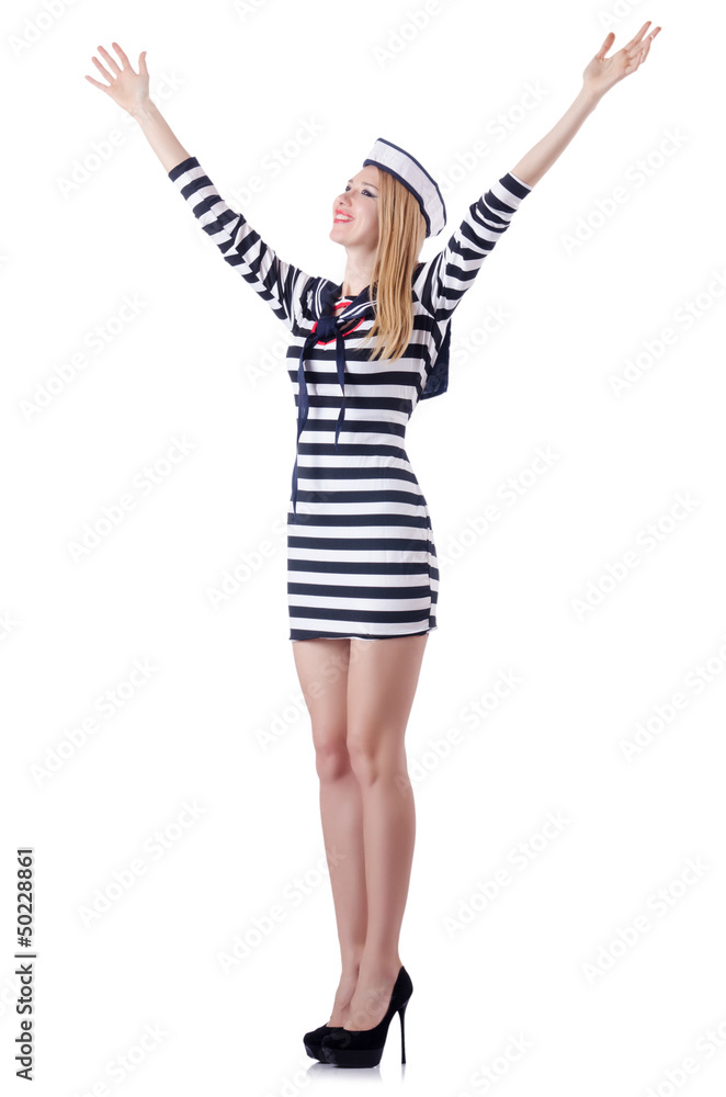 Woman sailor isolated on the white background Woman sailor isolated on the white background