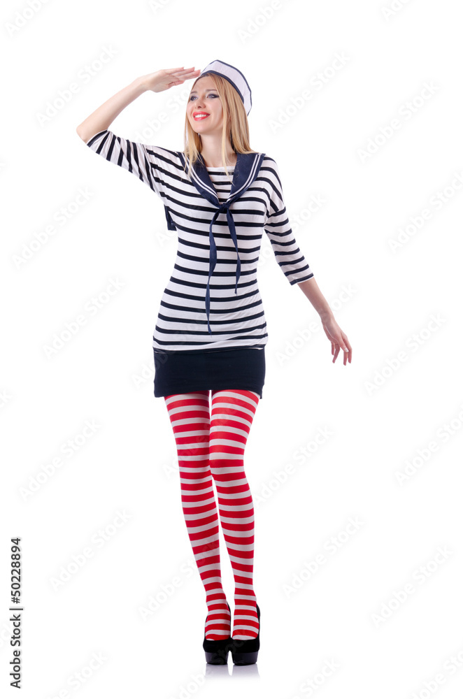 Woman sailor isolated on the white background Woman sailor isolated on the white background
