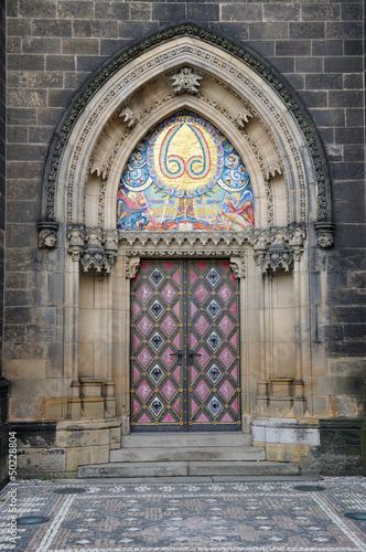 Entrance door of St. Peter and Paul church on Vysehrad in Prague