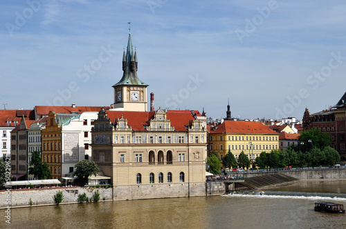 View on embankment of Old city Prague