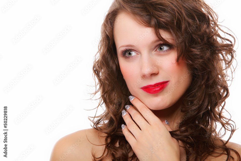 Woman with beauty long brown curly hair Woman with beauty long brown curly hair