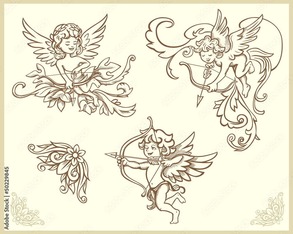 Cupids illustration set Cupids illustration set