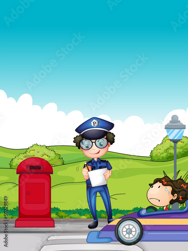 A girl caught by the traffic enforcer
