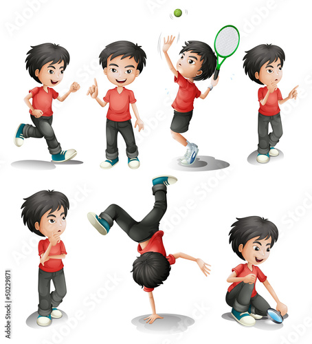 Different activities of a young boy