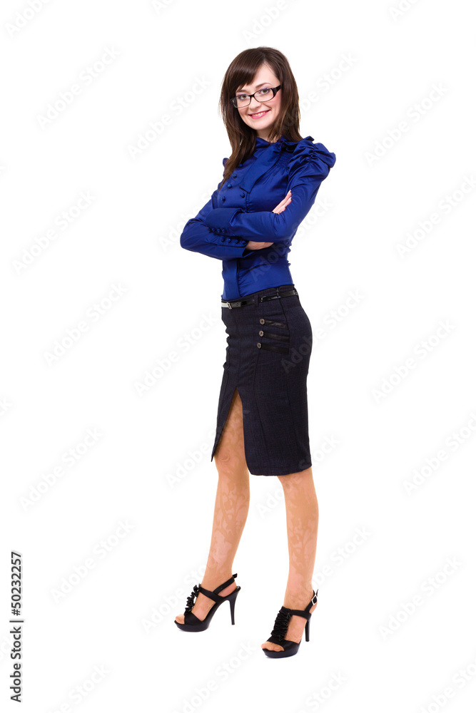 cheerful business woman in casual clothing