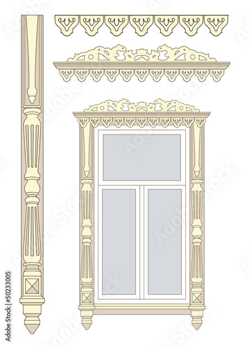 Set of wooden decorations for the window.