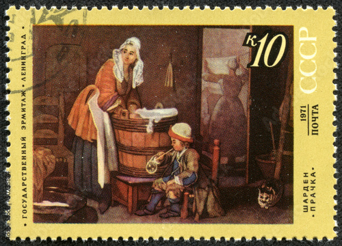 stamp printed in the USSR (Russia) shows a painting