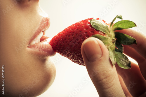 sensual mouth and strawberry