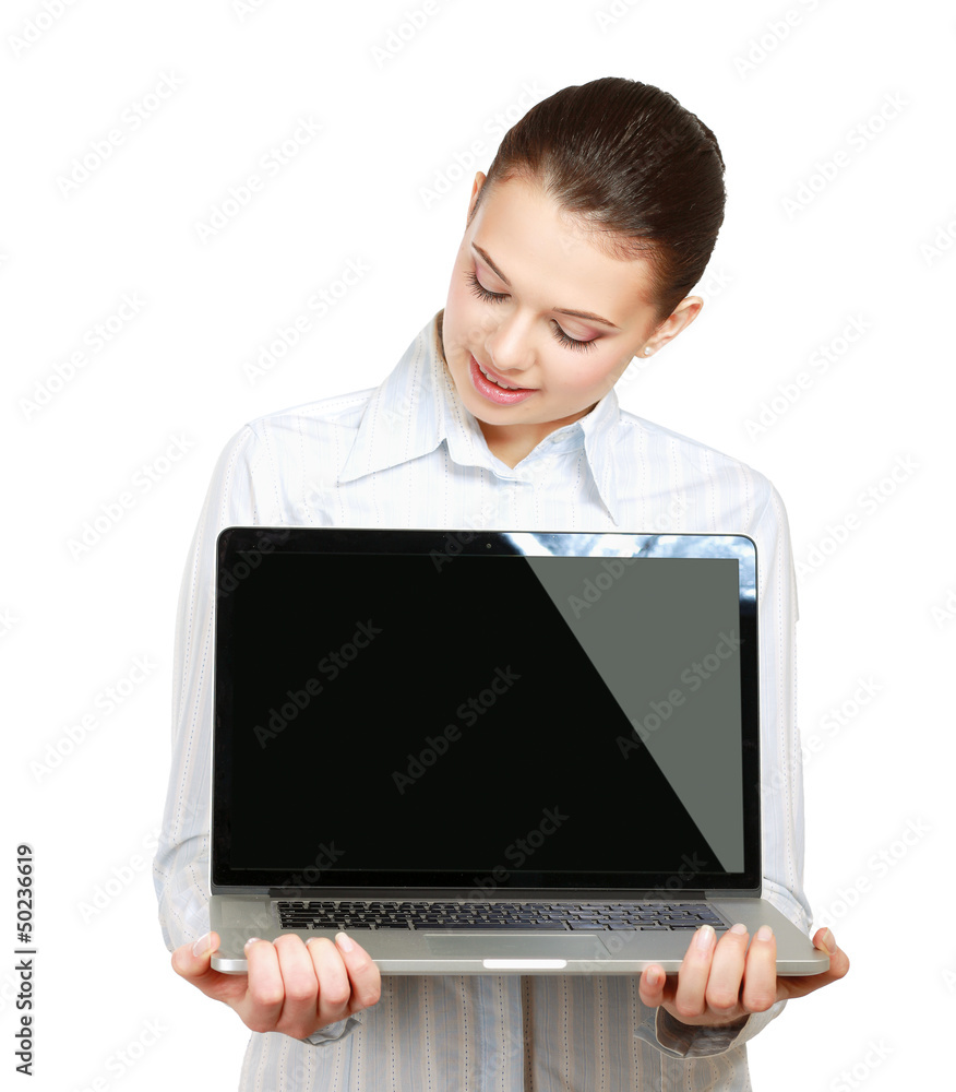 Portrait of beautiful woman with laptop Portrait of beautiful woman with laptop