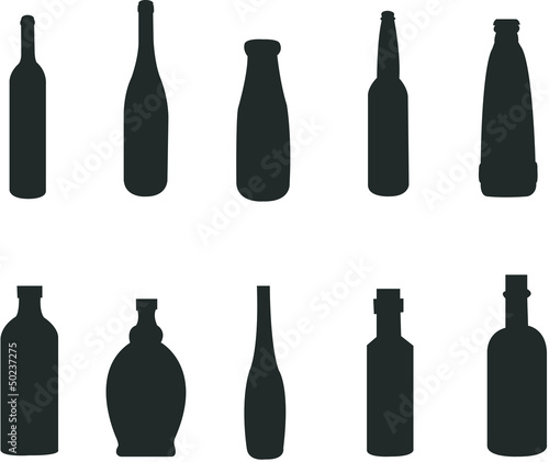 silhouette of various bottles