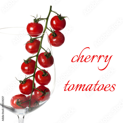 Сherry tomatoes on white background