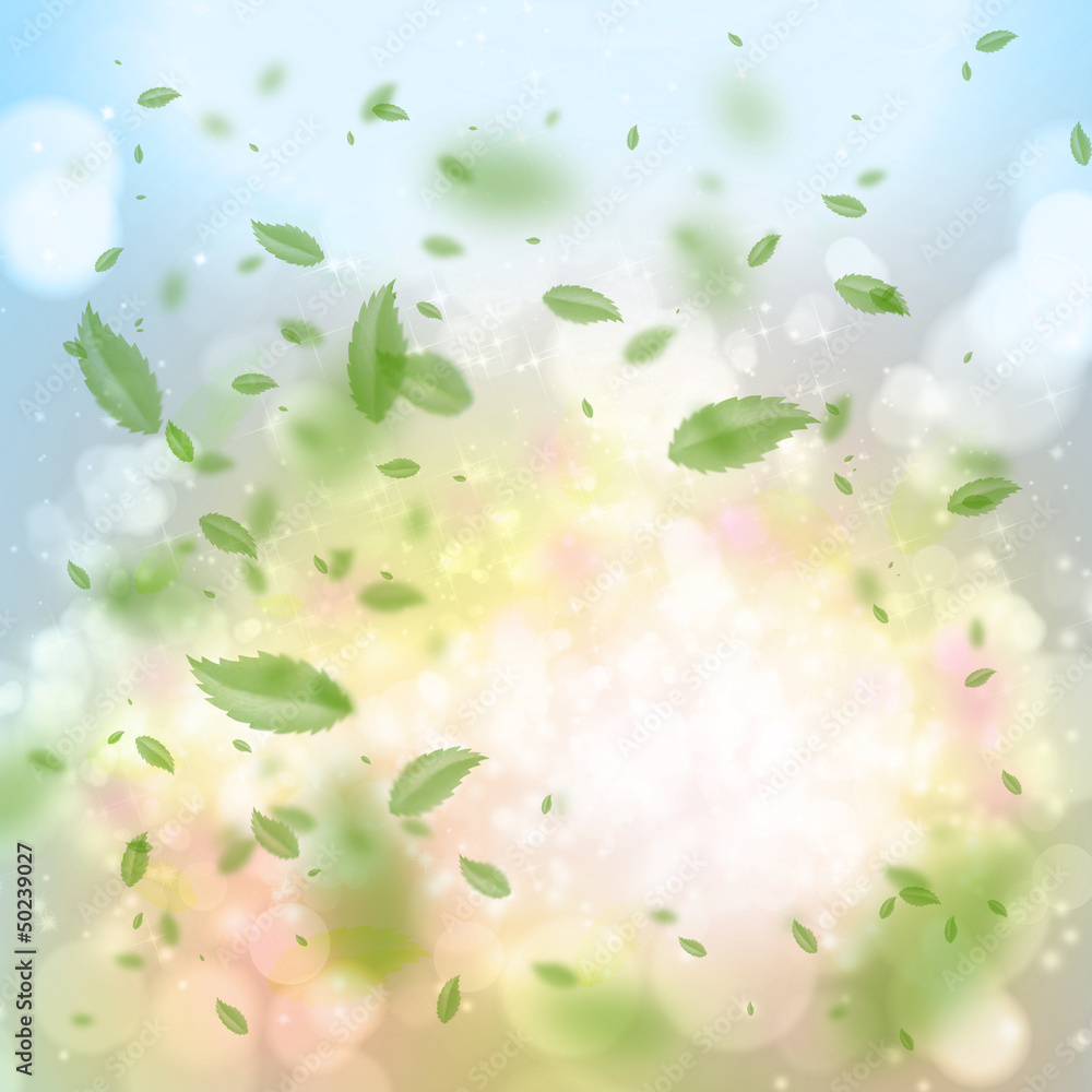 Fototapeta premium Lots of green leaves spining around the sun - beautiful nature b