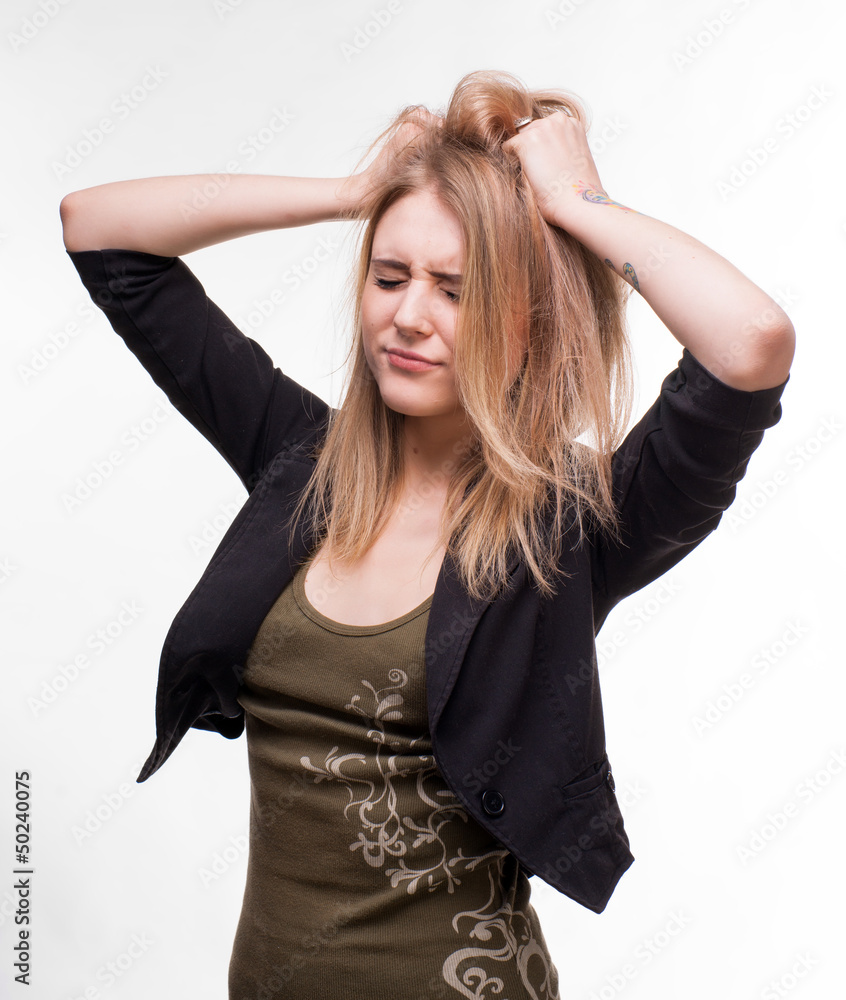 Young woman suffering from headache Young woman suffering from headache
