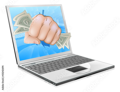 Cash Fist Laptop Concept