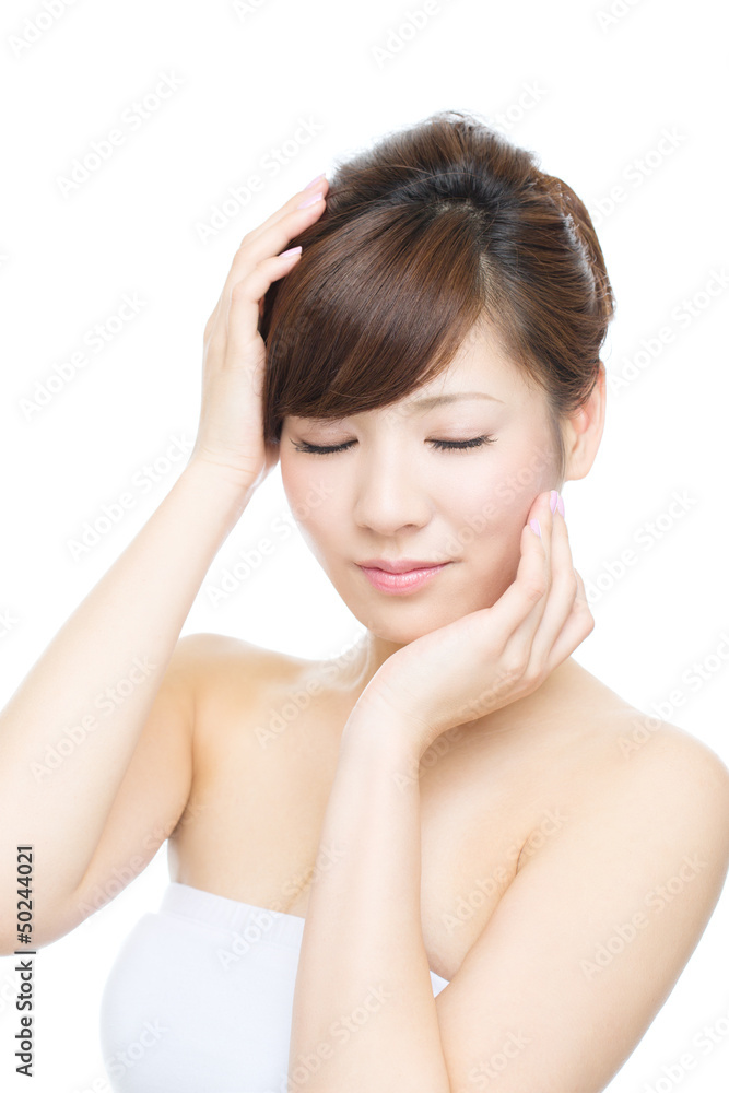 Beautiful asian woman on white background Beautiful asian woman on white background