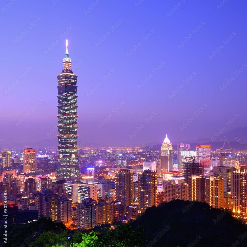 Fototapeta premium Tajpej, Tajwan Skyline