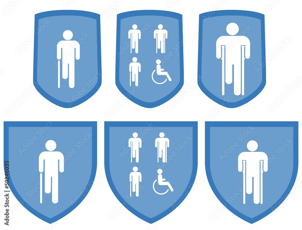 Personnes handicapées dans un blason bleu Personnes handicapées dans un blason bleu