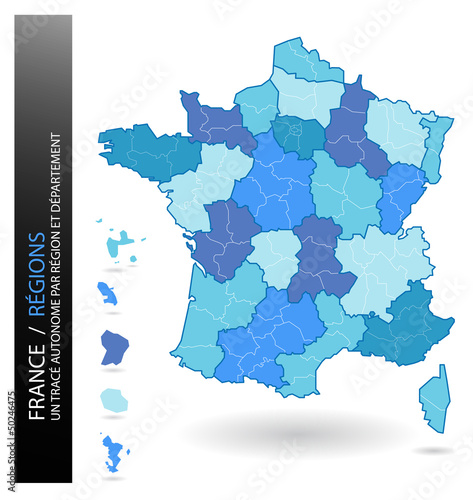 France - Carte muette Régions et Départements