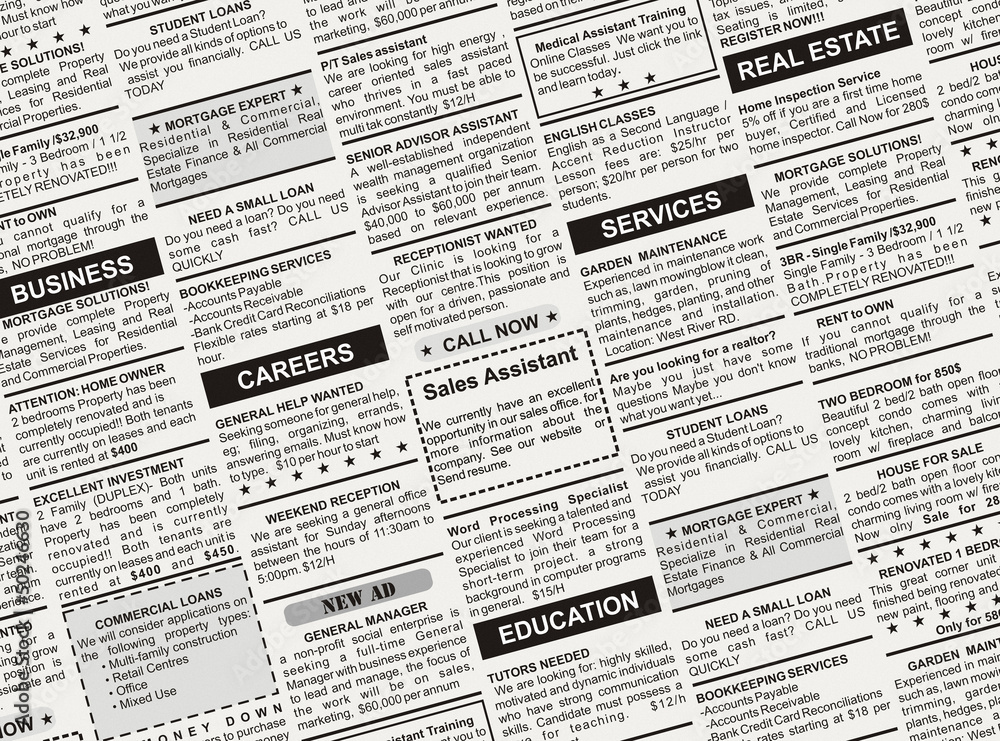 Obraz premium Classified Ad