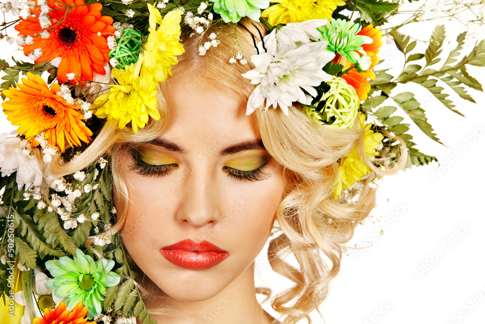 Woman with make up and flower. Woman with make up and flower.