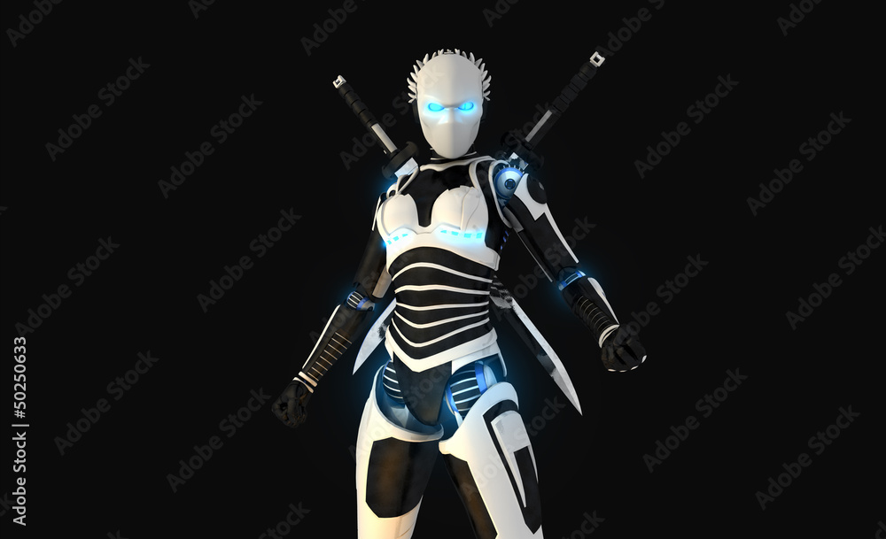 Obraz premium Android character with swords