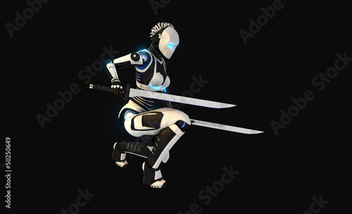 Fototapeta Naklejka Na Ścianę i Meble -  Android character with swords