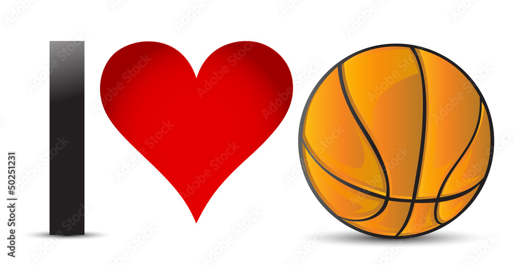 I love Basketball, Heart with Basketball Ball Stock-Illustration | Adobe  Stock