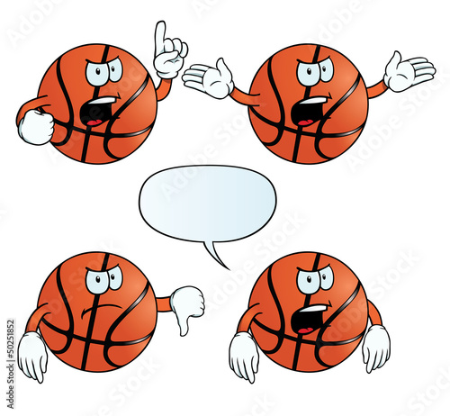 Collection of angry basketballs with various gestures.