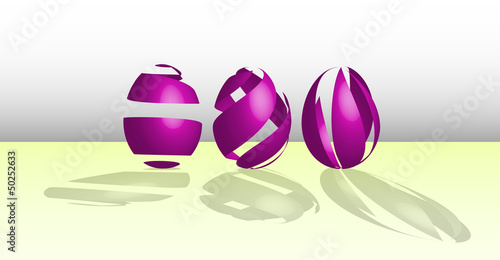 purple easter eggs made from ribbons
