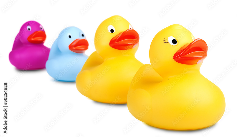 Canards en caoutchouc en couleur. Canards en caoutchouc en couleur.
