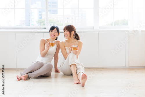 attractive asian women relaxing 
