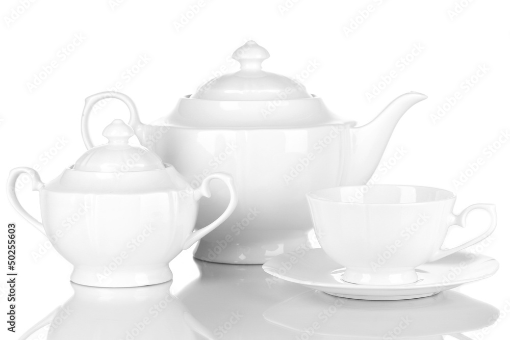 Beautiful white dinner service isolated on white Beautiful white dinner service isolated on white