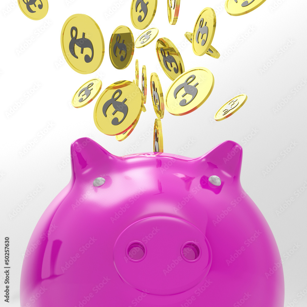 Obraz premium Coins Entering Piggybank Shows International Exchange