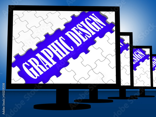 Graphic Design On Monitors Shows Digital Drawing